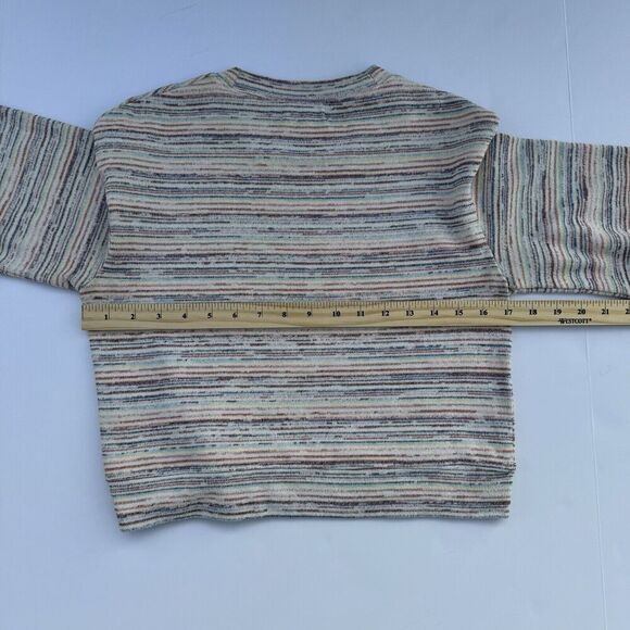 Madewell Womens Bubble Sleeve Sweater Crop Top Rainbow Stripe AI240 XXS - Picture 9 of 10